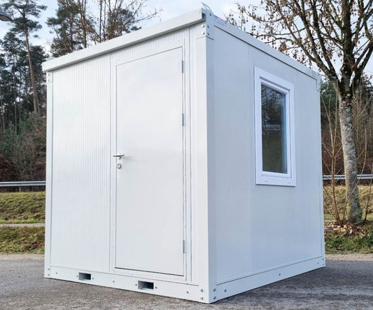 2m mobiler Bürocontainer isoliert inkl. Kranösen & Staplerführung